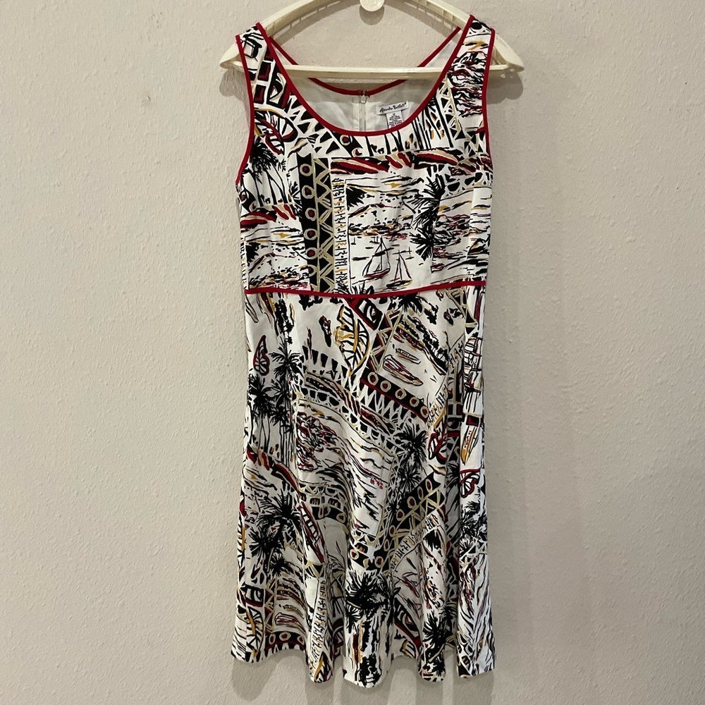 Alexandra Bartlett Linen Fit & Flare Dress Sleeveless Scoop Neck Beacch Size 12